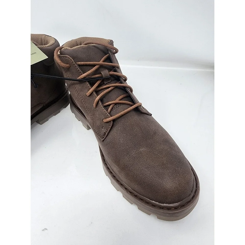 Goodfellow & Co Mens Maynard Lace Up Boots Brown Faux Leather Casual Size 8